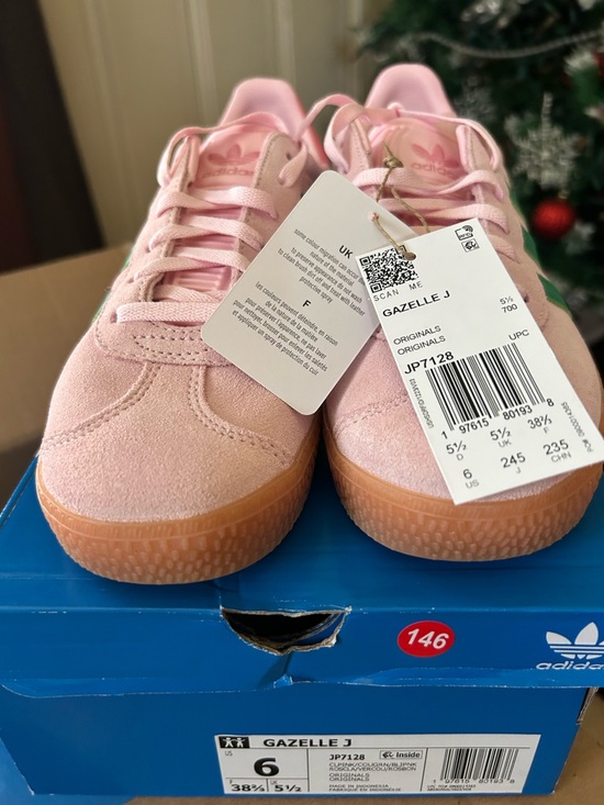 adidas Shoes - adidas Gazelle J Pink Suede Sneakers with Gum Sole, size 7 women , 6 youth.